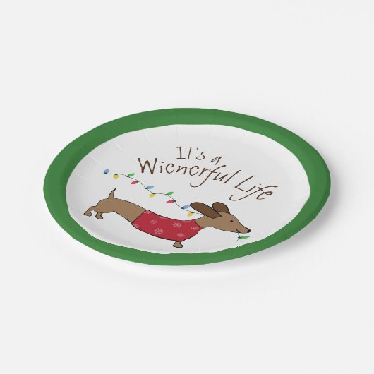 Dachshund-kerstdessert Wegwerpbaar Bord (Gekanteld)