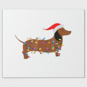 Dachshund-kerstfeest Funny-kerstboomverlichting Cadeaupapier (Vlak)