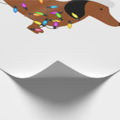 Dachshund-kerstfeest Funny-kerstboomverlichting Cadeaupapier (Hoek)