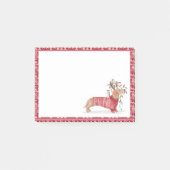 Dachshund Kersthond Cozy Red Knited Sweater Post-it® Notes (Voorkant)