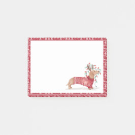 Dachshund Kersthond Cozy Red Knited Sweater Post-it® Notes