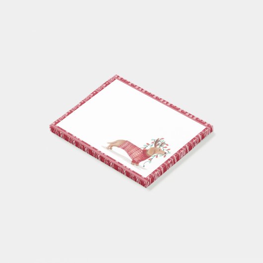 Dachshund Kersthond Cozy Red Knited Sweater Post-it® Notes (Schuin)
