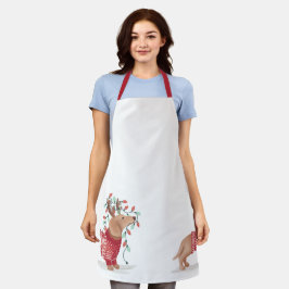 Dachshund kersthond Cozy Sweater met licht Schort