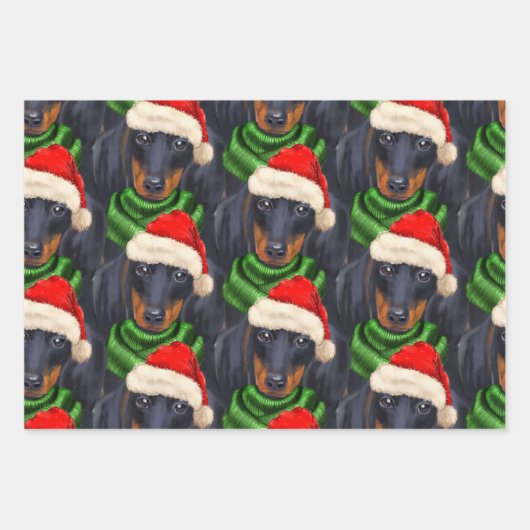 Dachshund-kersthond en Pset Inpakpapier Vel (Voorkant 3)