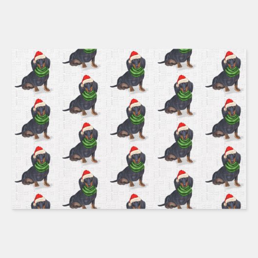 Dachshund-kersthond en Pset Inpakpapier Vel (Voorkant 2)