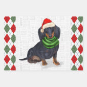 Dachshund-kersthond en Pset Inpakpapier Vel (Voorkant)