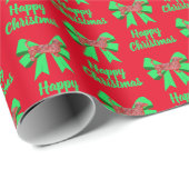 Dachshund Kersthond & Groene Strik Rood Cadeaupapier (Rol Hoek)