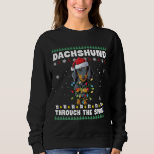 Dachshund-kersthond — kerstboomverlichting trui