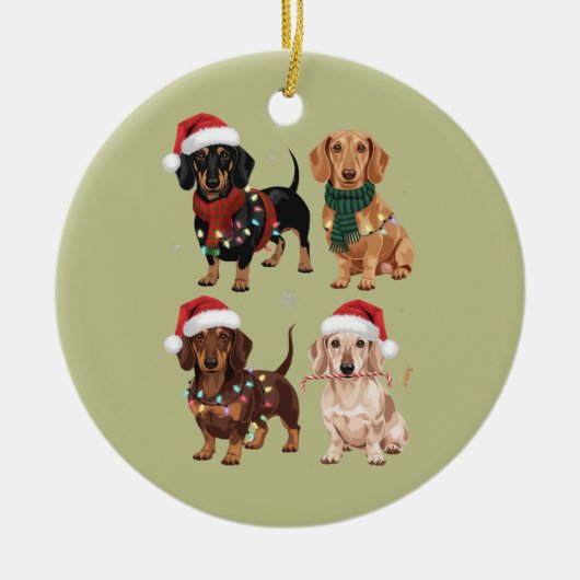 Dachshund Kersthond Moeder Liefhebber Kerstcadeau Keramisch Ornament (Voorkant)