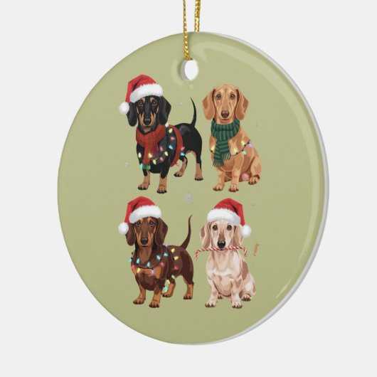 Dachshund Kersthond Moeder Liefhebber Kerstcadeau Keramisch Ornament (Links)