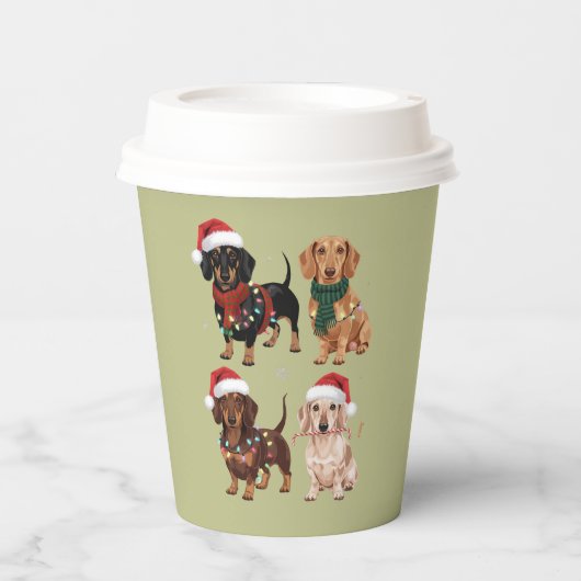 Dachshund Kersthond Moeder Liefhebber Kerstcadeau Papieren Bekers (Voorkant)