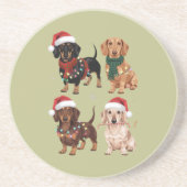 Dachshund Kersthond Moeder Liefhebber Kerstcadeau Zandsteen Onderzetter (Voorkant)