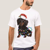 Dachshund-kersthond, mooie pet hond t-shirt (Voorkant)