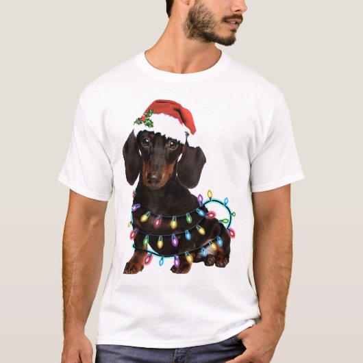 Dachshund-kersthond, mooie pet hond t-shirt (Voorkant)