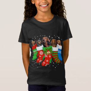Dachshund Kersthond Schattigee Sokken Xmas T-shirt