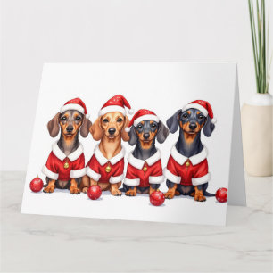 Dachshund Kerstjurk Kerstman Hoed Kaart