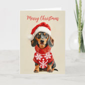 Dachshund-kerstkaart Bedankkaart (Voorkant)