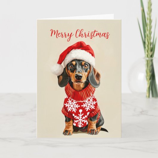 Dachshund-kerstkaart Bedankkaart (Voorkant)
