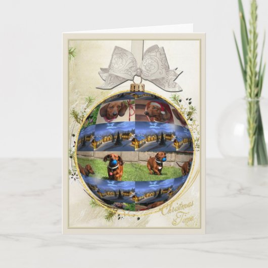 Dachshund-kerstkaart Feestdagen Kaart (Voorkant)