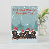 Dachshund-kerstkaart Feestdagenkaart (Staand voorkant)