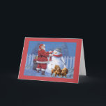 Dachshund-kerstkaart Santa Snowman Feestdagen Kaart<br><div class="desc">Het herdenken van familie en vrienden tijdens het vakantieseizoen is een prachtige manier om contact te houden met de mensen waar je van houdt en waar je om geeft. Ik heb met liefde en zorg deze betaalkaarten voor honden gemaakt en ik ben er zeker van dat iedereen die van honden...</div>