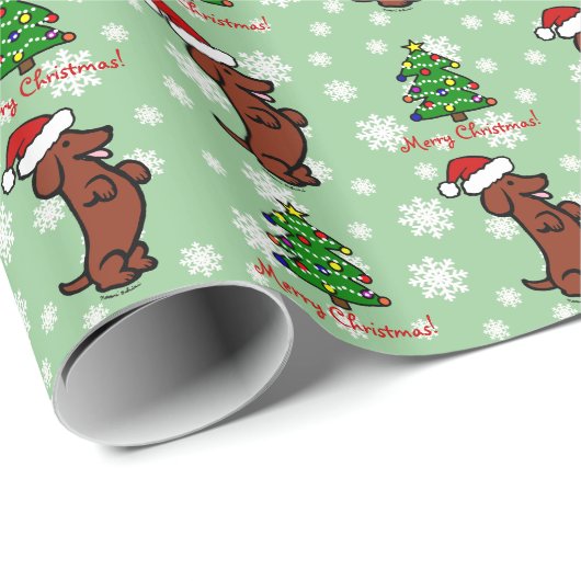 Dachshund Kerstkerstkerstkerstkerstkerstkerstkerst Cadeaupapier (Rol Hoek)