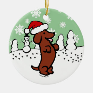 Dachshund Kerstkerstkerstkerstkerstkerstkerstkerst Keramisch Ornament