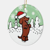 Dachshund Kerstkerstkerstkerstkerstkerstkerstkerst Keramisch Ornament (Links)