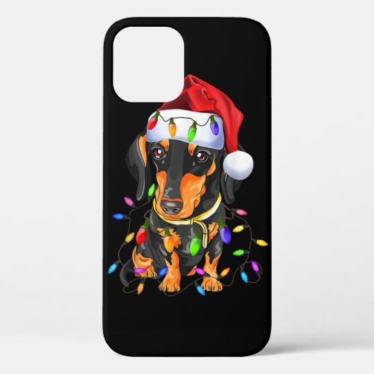 Dachshund-kerstkleven leidden T-Shirt Gifts Cute D Case-Mate iPhone Case (Achterkant)
