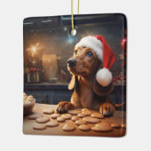Dachshund Kerstkoekjes Feestelijke vakantie Keramisch Ornament (Links)