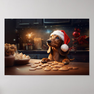 Dachshund Kerstkoekjes Feestelijke vakantie Poster