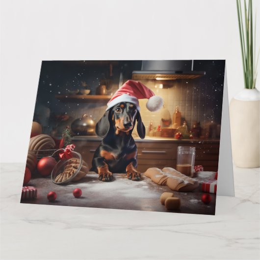Dachshund Kerstkoekjes Vakantie Kaart (Voorkant)