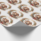 Dachshund Kerstkrans Feestelijke Pup Cadeaupapier (Hoek)