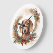 Dachshund Kerstkrans Feestelijke Pup Grote Klok (Hoek)