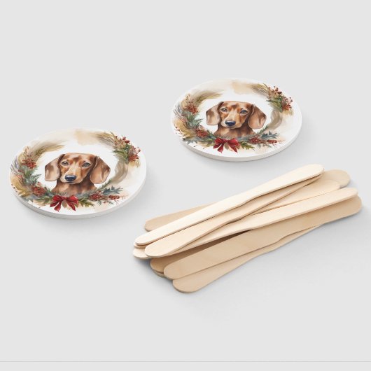 Dachshund Kerstkrans Feestelijke Pup Handwaaier (Niet-gemonteerd)