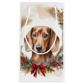 Dachshund Kerstkrans Feestelijke Pup Klein Cadeauzakje (Voorkant)