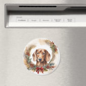 Dachshund Kerstkrans Feestelijke Pup Magneet (Insitu (Vaatwasser))