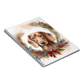Dachshund Kerstkrans Feestelijke Pup Notitieboek (Rechterzijde)