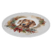 Dachshund Kerstkrans Feestelijke Pup Snijplank (Hoek)