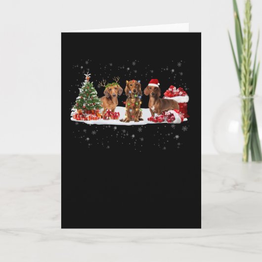 dachshund kerstlichten cadeau voor haar kaart (Voorkant)