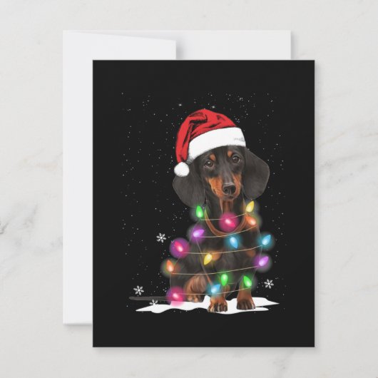 Dachshund-kerstlichten met sneeuw bedankkaart (Voorkant)