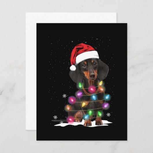 Dachshund-kerstlichten met sneeuw bedankkaart (Voorkant / Achterkant)