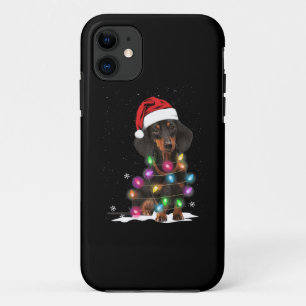 Dachshund-kerstlichten met sneeuw Case-Mate iPhone case