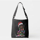 Dachshund-kerstlichten met sneeuw crossbody tas (Voorkant)