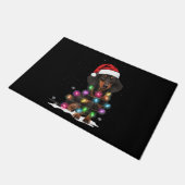 Dachshund-kerstlichten met sneeuw deurmat (Schuin)