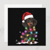 Dachshund-kerstlichten met sneeuw notitiekaartje (Voorkant / Achterkant)
