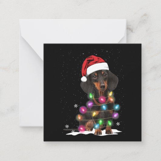 Dachshund Kerstlichten Met Sneeuw Notitiekaartje (Voorkant)