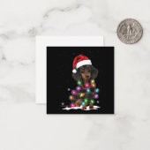 Dachshund Kerstlichten Met Sneeuw Notitiekaartje (Voorkant / Achterkant in situ)