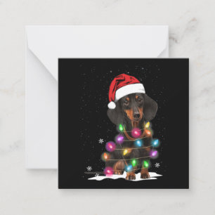 Dachshund-kerstlichten met sneeuw notitiekaartje