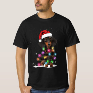 Dachshund-kerstlichten met sneeuw t-shirt